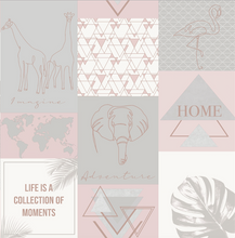 Adventure Grey and Pink Wallpaper