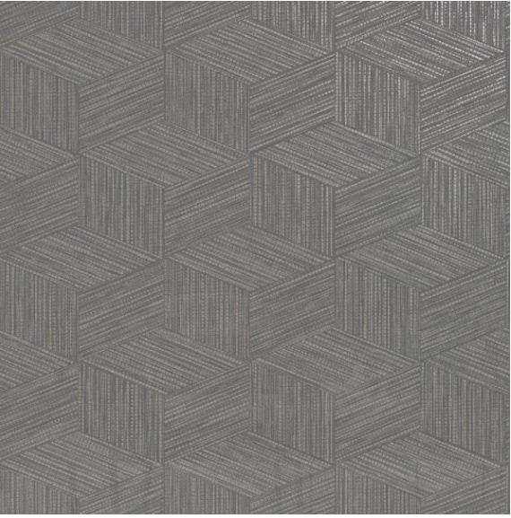 This grasscloth textured wallpaper in a warm charcoal grey is a funky way to add both texture and geometric design to your walls. Sophisticated and luxurious.