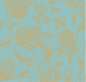 Delicate floral design with turquoise background.