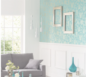 Shine Fleur Gravure Turquoise Wallpaper- CAS