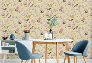 Wallpaper Birds on soft yellow
