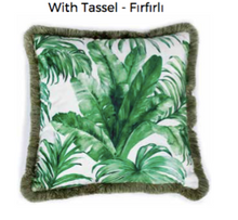 Tropical Palm Cushion with Tassel