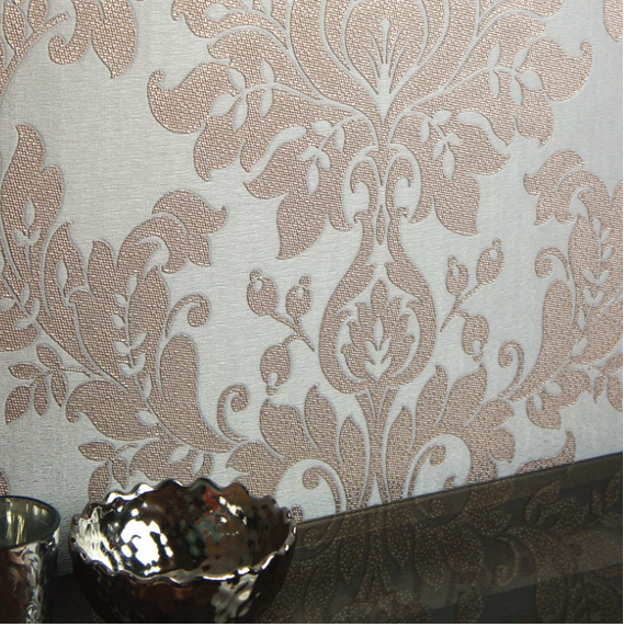 Holden Clara Damask Rose Gold Italian Heavyweight Vinyl Wallpaper