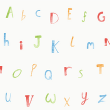 Multi colour letters of alphabet on white background.