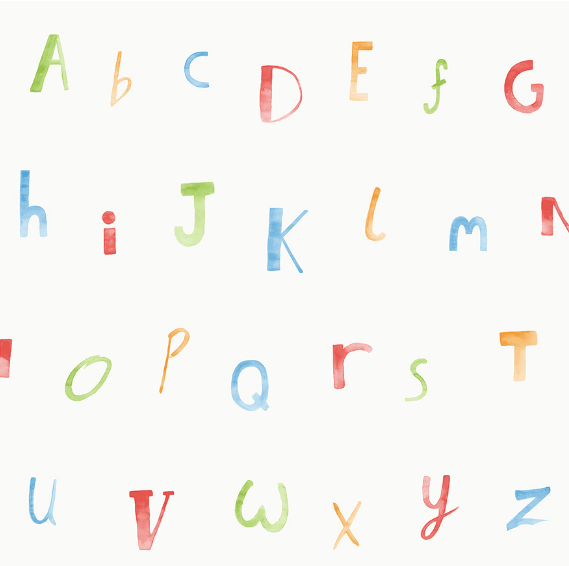 Multi colour letters of alphabet on white background.