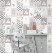 Wild and Free Wallpaper in Grey and Rose Gold