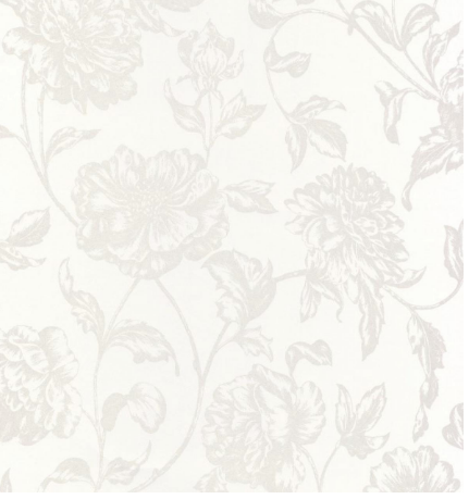 Delicate floral engraving in toile style on white background
